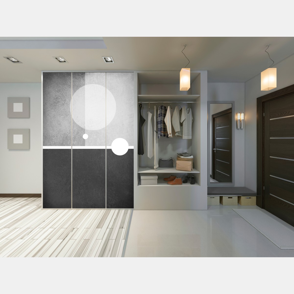 Naklejka na szafę minimalistyczna kompozycja geometryczna – Wallissimo® Naklejka na szafę minimalistyczna kompozycja geometryczna – Wallissimo®