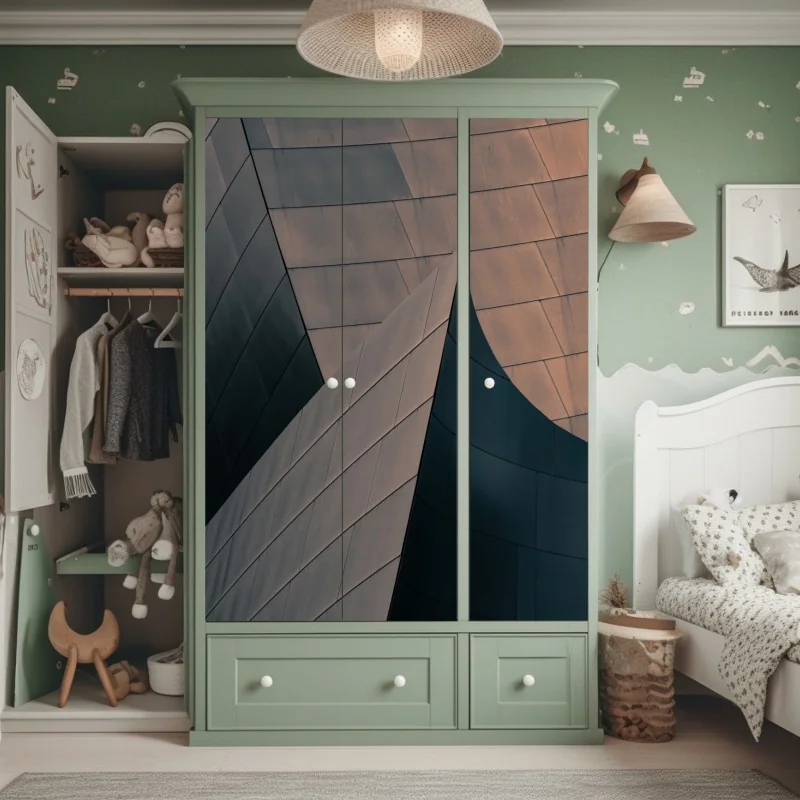 Naklejka na szafę abstrakcyjna stalowa konstrukcja mostu w perspektywie – Wallissimo®