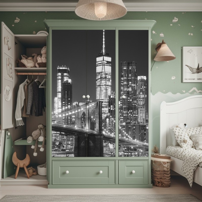 Naklejka na szafę kwitnąca bugenwilla w uliczce Naousa – Wallissimo®