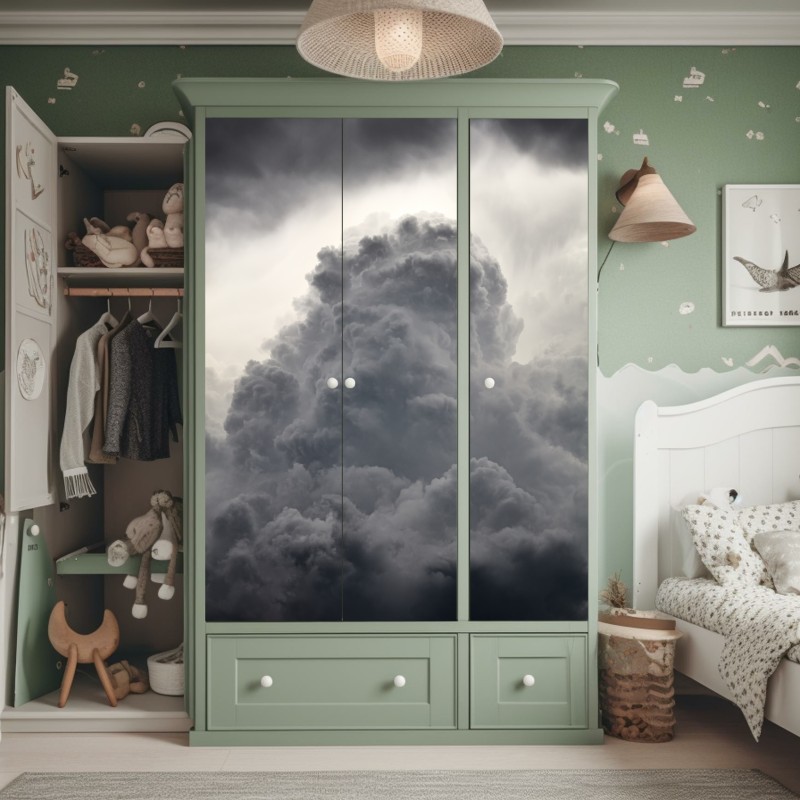 Naklejka na szafę czarno-biały wzór ze spiralami – Wallissimo®