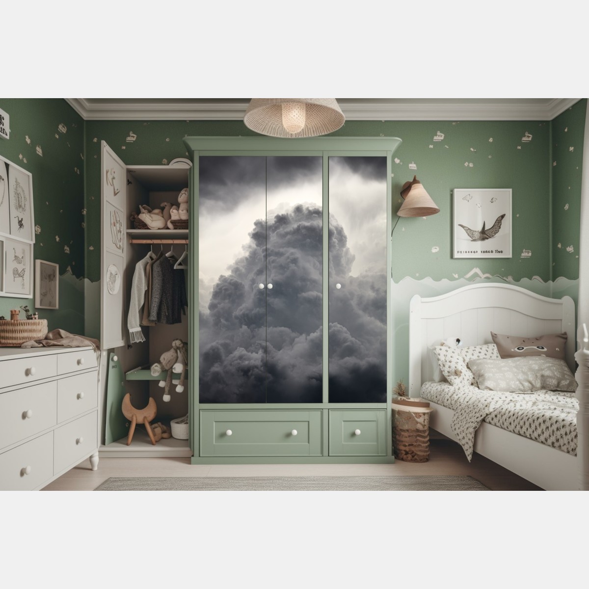 Naklejka na szafę dramatyczny szary krajobraz chmur – Wallissimo® Naklejka na szafę dramatyczny szary krajobraz chmur – Wallissimo®