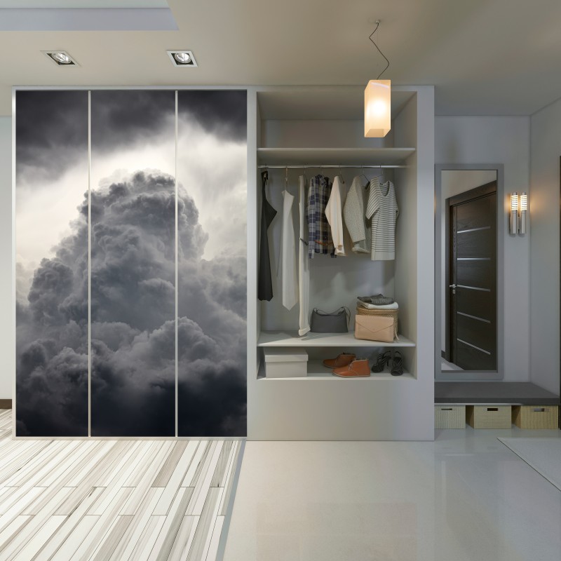Naklejka na szafę dramatyczny szary krajobraz chmur – Wallissimo® Naklejka na szafę dramatyczny szary krajobraz chmur – Wallissimo®