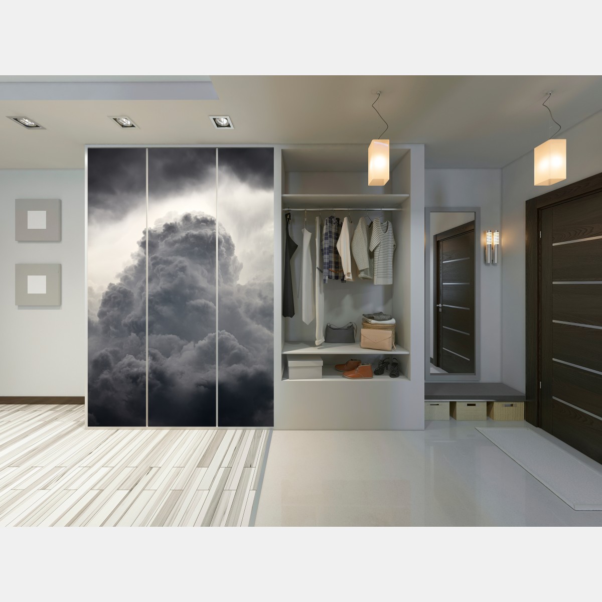 Naklejka na szafę dramatyczny szary krajobraz chmur – Wallissimo® Naklejka na szafę dramatyczny szary krajobraz chmur – Wallissimo®