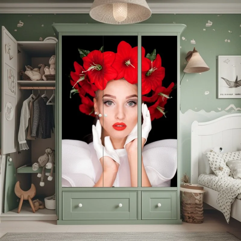 Naklejka na szafę srebrny samolot śmigłowy nad mglistymi górami – Wallissimo®