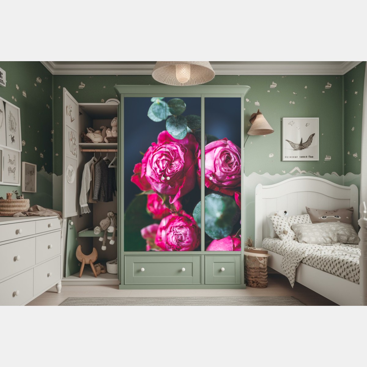 Naklejka na szafę różany bukiet makro – Wallissimo® Naklejka na szafę różany bukiet makro – Wallissimo®