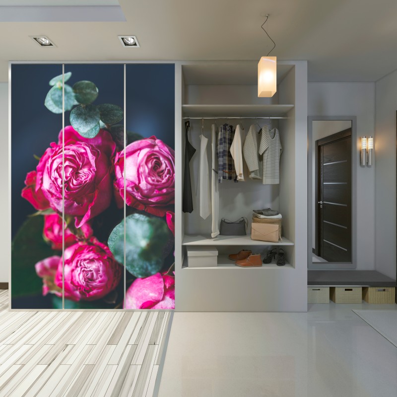 Naklejka na szafę różany bukiet makro – Wallissimo® Naklejka na szafę różany bukiet makro – Wallissimo®