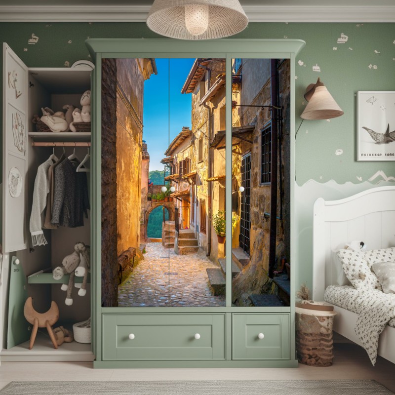 Naklejka na szafę leśny strumień porośnięty mchem – Wallissimo®