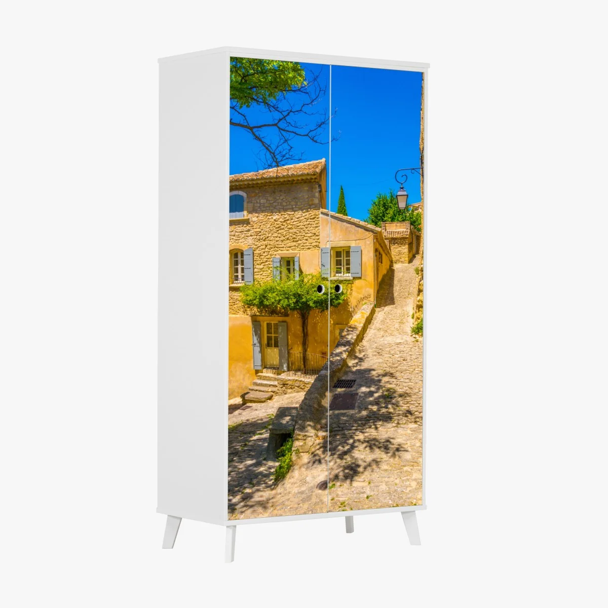 Naklejka na szafę słoneczna kamienna uliczka – Wallissimo® Naklejka na szafę słoneczna kamienna uliczka – Wallissimo®