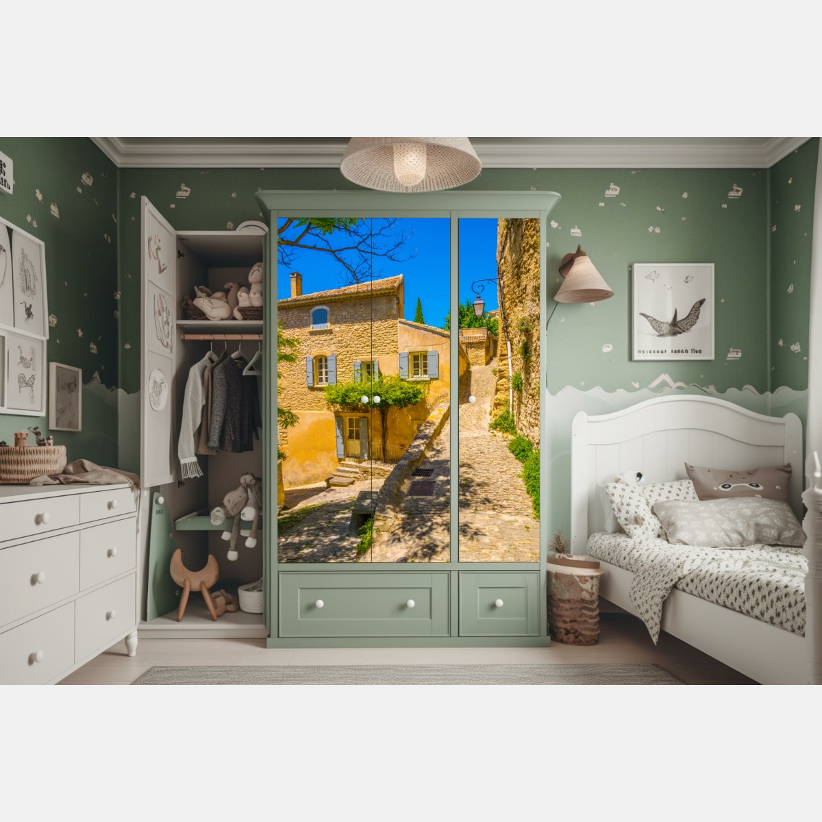 Naklejka na szafę słoneczna kamienna uliczka – Wallissimo® Naklejka na szafę słoneczna kamienna uliczka – Wallissimo®