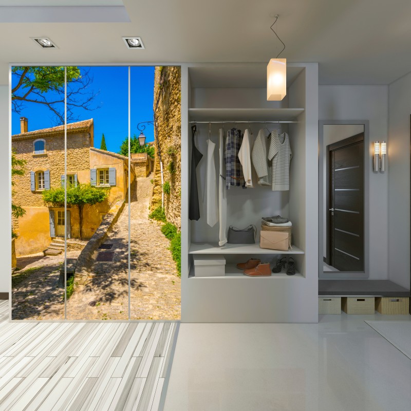 Naklejka na szafę słoneczna kamienna uliczka – Wallissimo® Naklejka na szafę słoneczna kamienna uliczka – Wallissimo®