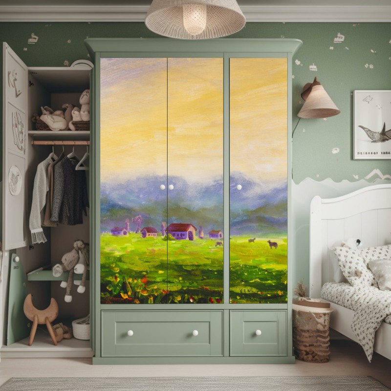 Naklejka na szafę tropikalny wzór z liśćmi monstery – Wallissimo®