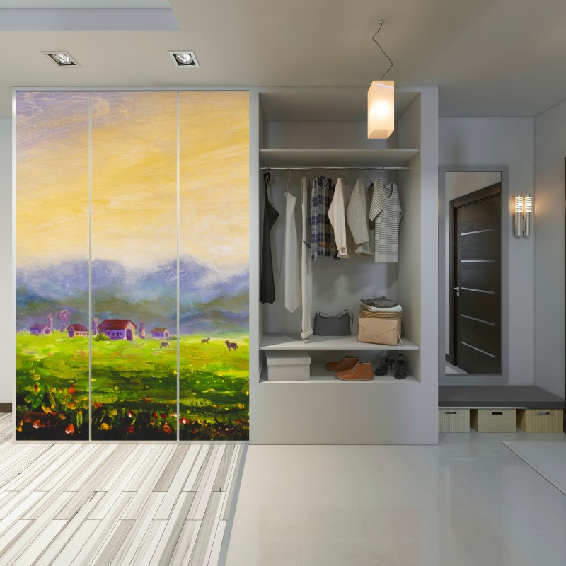 Naklejka na szafę świt nad letnią łąką – Wallissimo® Naklejka na szafę świt nad letnią łąką – Wallissimo®