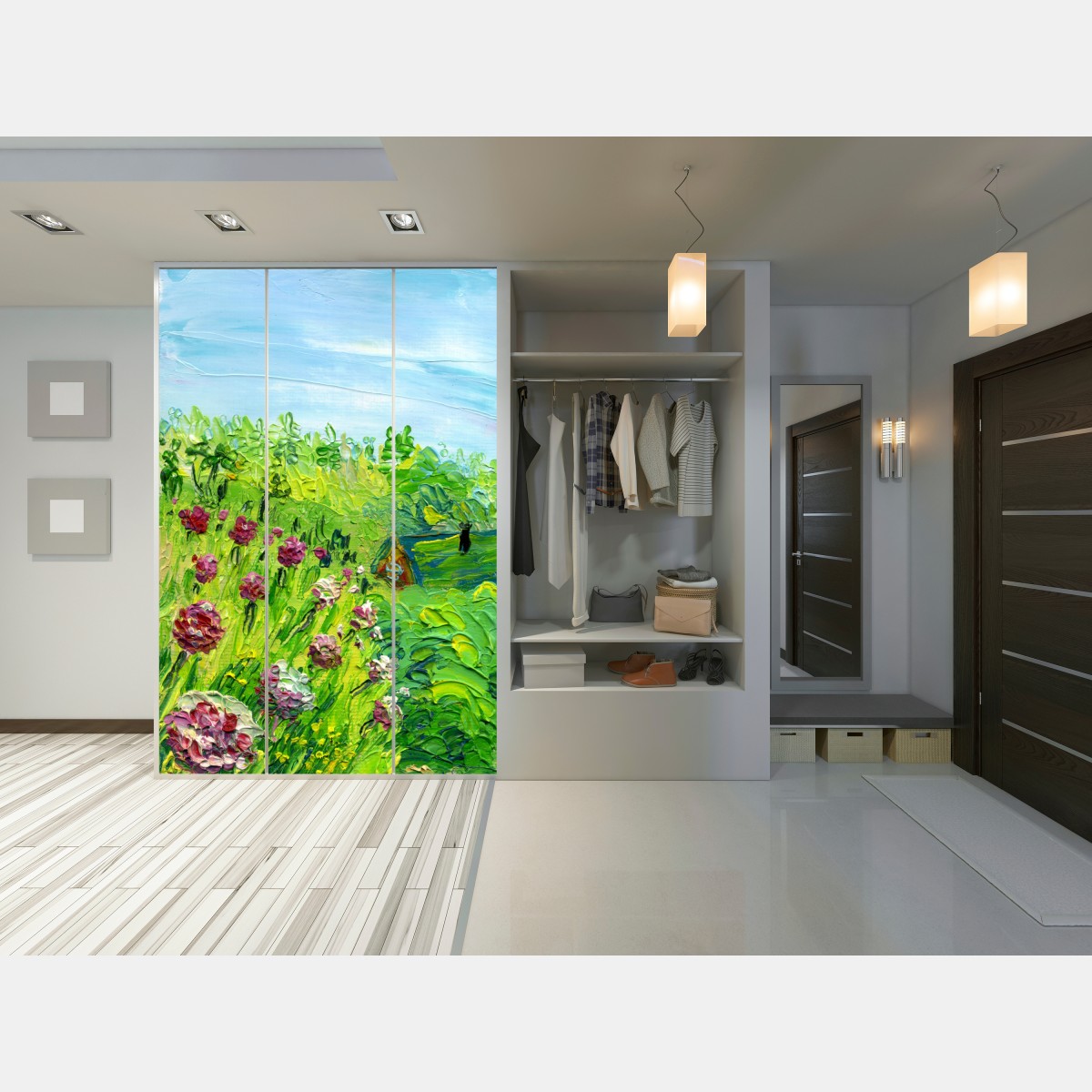 Naklejka na szafę łąka piwonii wiosenna — impasto kwiatowy obraz – Wallissimo® Naklejka na szafę łąka piwonii wiosenna — impasto kwiatowy obraz – Wallissimo®