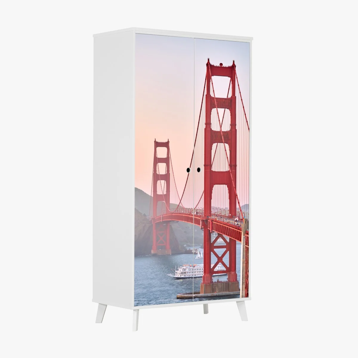 Naklejka na szafę most Golden Gate o zachodzie słońca – Wallissimo® Naklejka na szafę most Golden Gate o zachodzie słońca – Wallissimo®