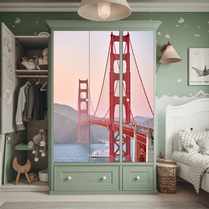 Naklejka na szafę złote pole pod szerokim błękitnym niebem – Wallissimo®