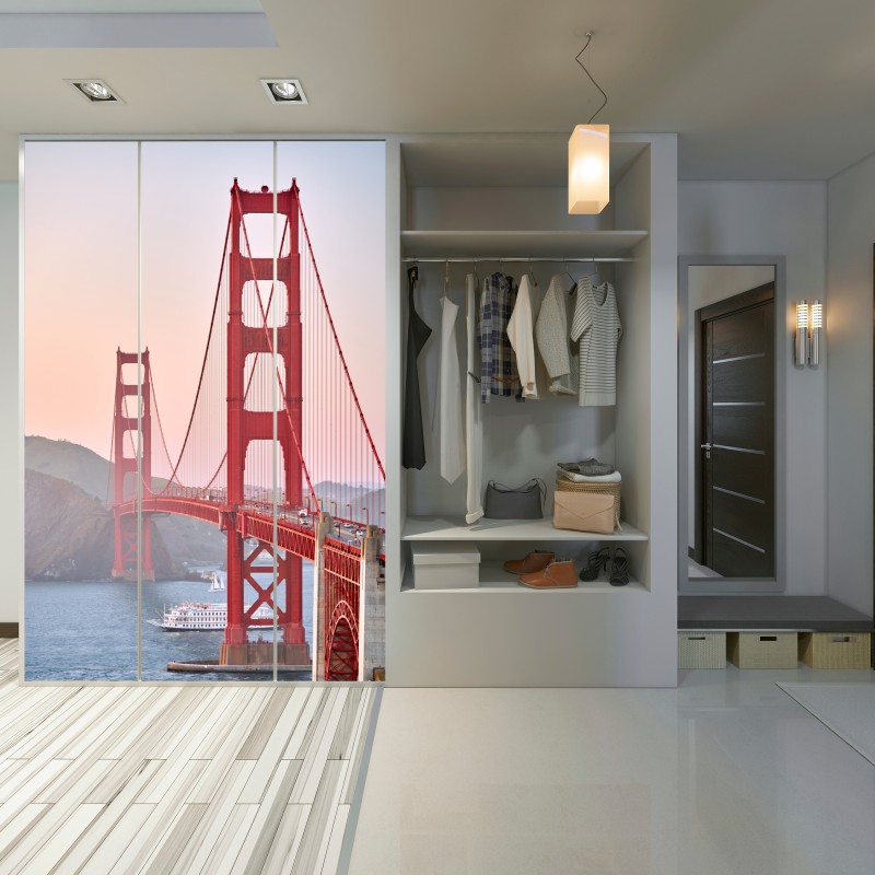 Naklejka na szafę most Golden Gate o zachodzie słońca – Wallissimo® Naklejka na szafę most Golden Gate o zachodzie słońca – Wallissimo®