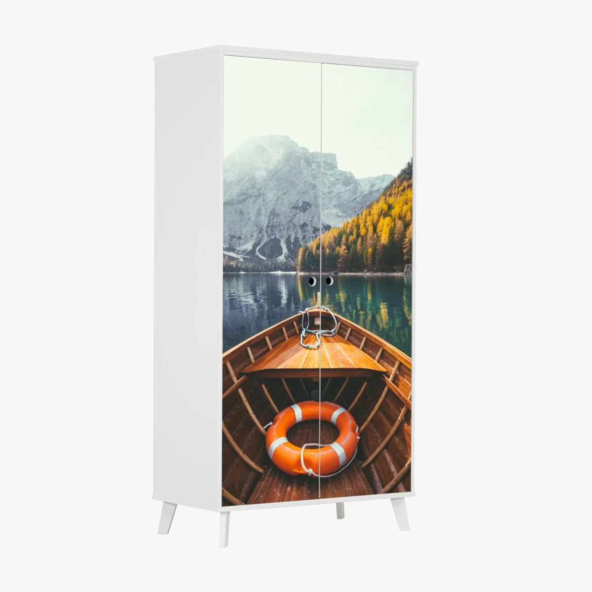 Naklejka na szafę wschód słońca nad Lago di Braies – Wallissimo® Naklejka na szafę wschód słońca nad Lago di Braies – Wallissimo®