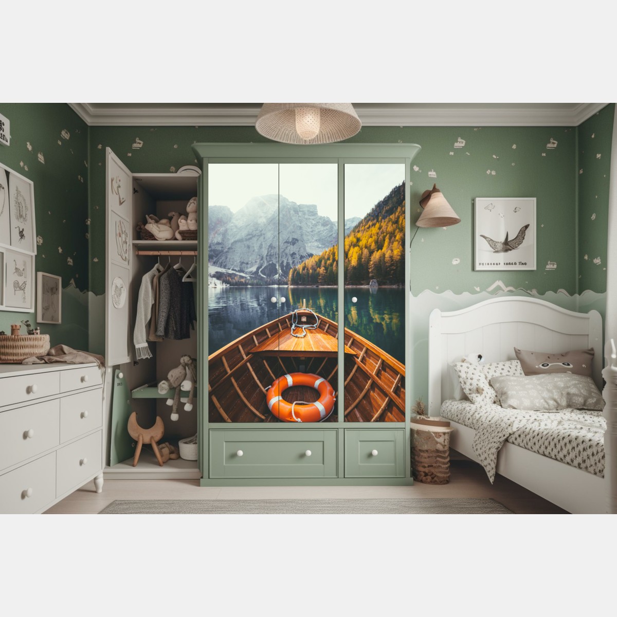 Naklejka na szafę wschód słońca nad Lago di Braies – Wallissimo® Naklejka na szafę wschód słońca nad Lago di Braies – Wallissimo®