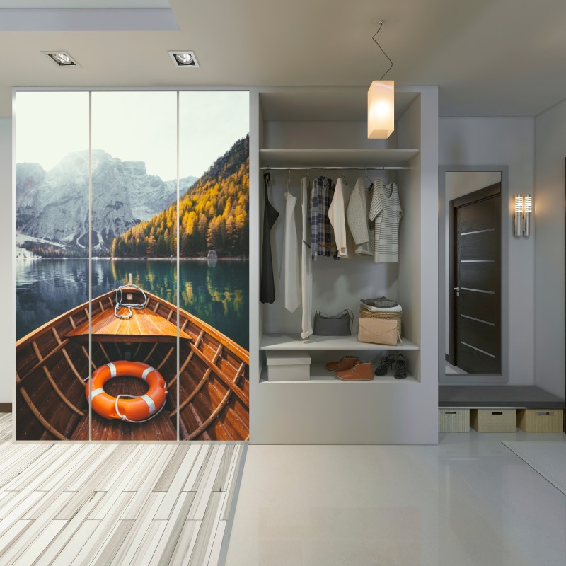 Naklejka na szafę wschód słońca nad Lago di Braies – Wallissimo® Naklejka na szafę wschód słońca nad Lago di Braies – Wallissimo®