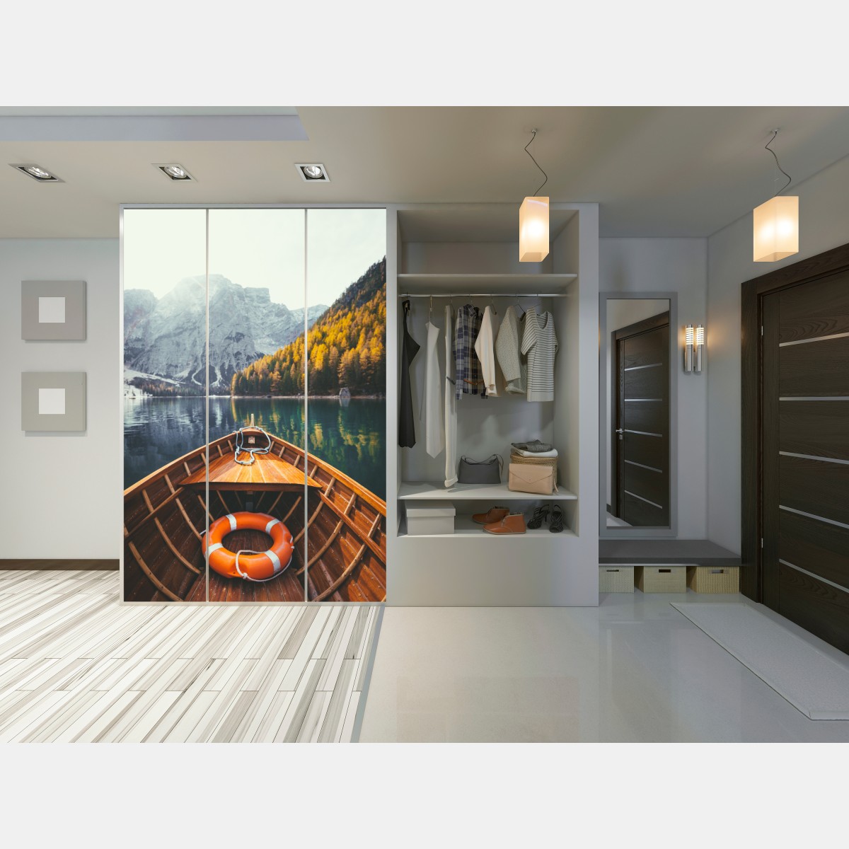 Naklejka na szafę wschód słońca nad Lago di Braies – Wallissimo® Naklejka na szafę wschód słońca nad Lago di Braies – Wallissimo®