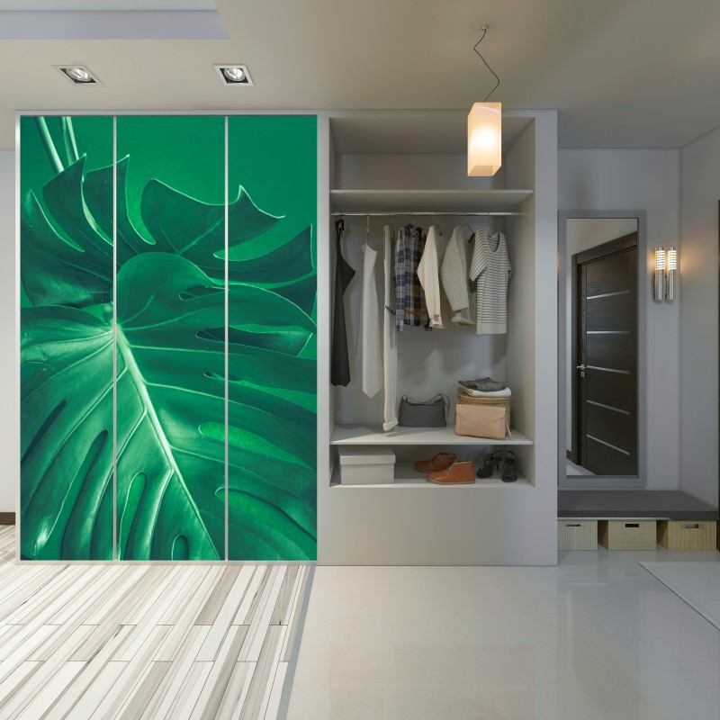 Naklejka na szafę bujny liść monstery zbliżenie – Wallissimo® Naklejka na szafę bujny liść monstery zbliżenie – Wallissimo®