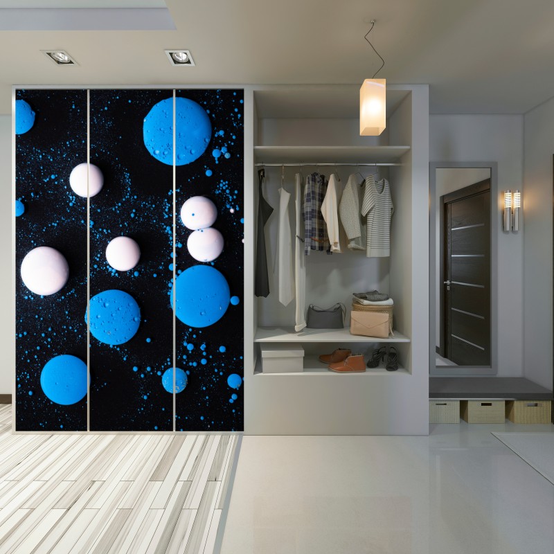 Naklejka na szafę niebieski marmurowy wzór płynnej farby – Wallissimo® Naklejka na szafę niebieski marmurowy wzór płynnej farby – Wallissimo®