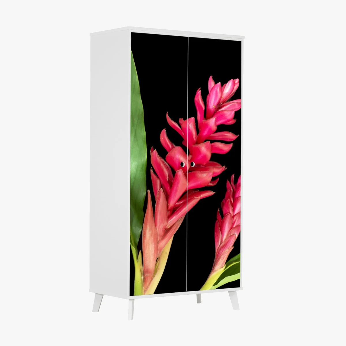 Naklejka na szafę żywy kwiat ognia na czarnym tle – Wallissimo® Naklejka na szafę żywy kwiat ognia na czarnym tle – Wallissimo®