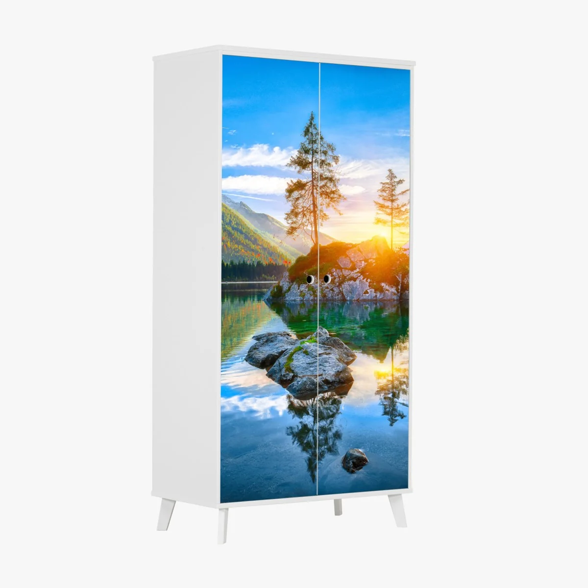 Naklejka na szafę zachód słońca nad Hintersee – Wallissimo® Naklejka na szafę zachód słońca nad Hintersee – Wallissimo®