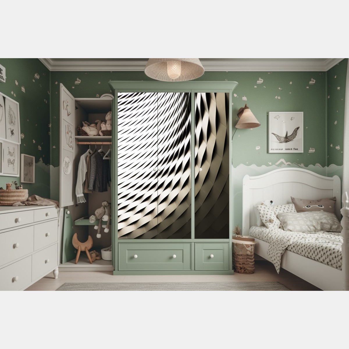 Naklejka na szafę nowoczesny geometryczny wzór architektoniczny – Wallissimo® Naklejka na szafę nowoczesny geometryczny wzór architektoniczny – Wallissimo®