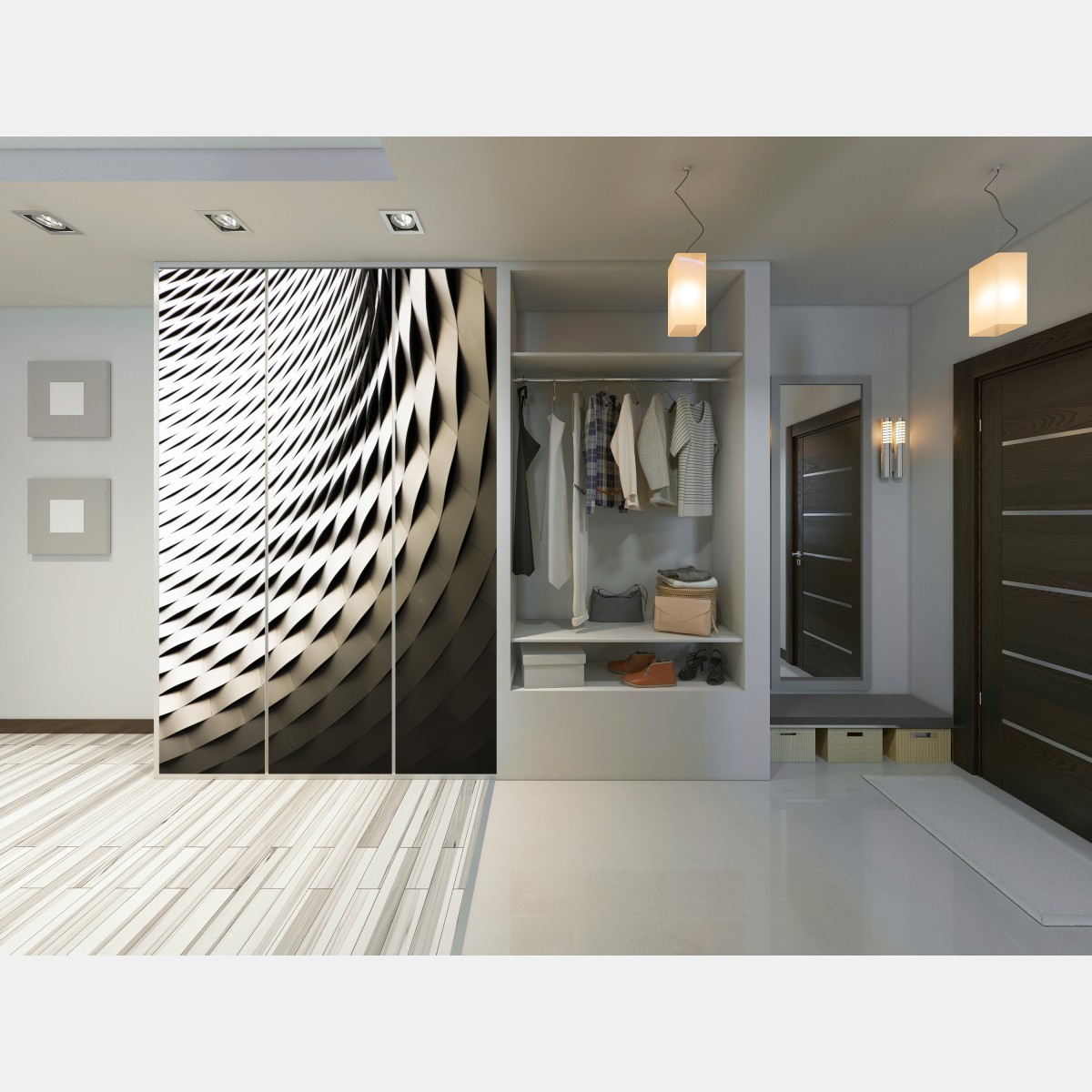 Naklejka na szafę nowoczesny geometryczny wzór architektoniczny – Wallissimo® Naklejka na szafę nowoczesny geometryczny wzór architektoniczny – Wallissimo®