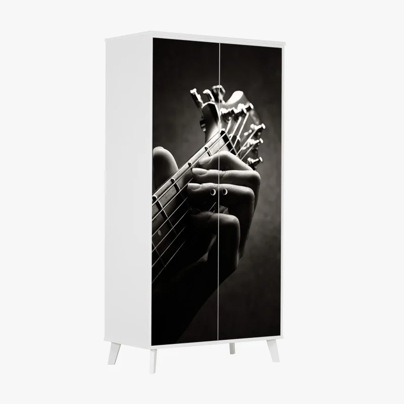 Naklejka na szafę postarzony tynk na ścianie w odcieniach szarości – Wallissimo®