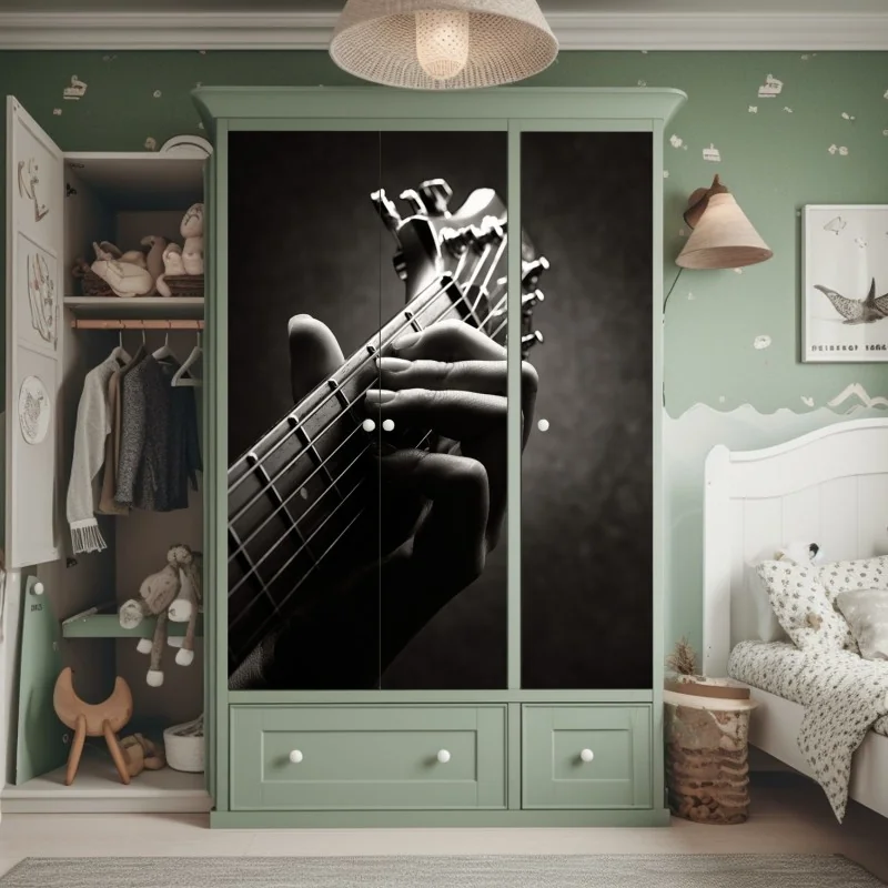 Naklejka na szafę turkusowo-musztardowy botaniczny wzór – Wallissimo®