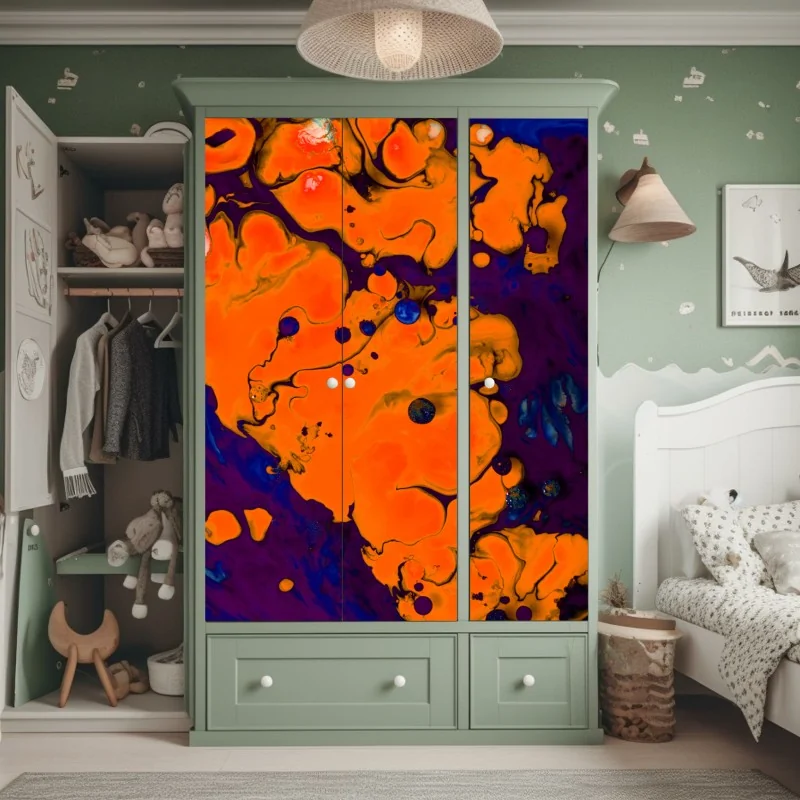 Naklejka na szafę tropikalny wzór z liśćmi monstery – Wallissimo®