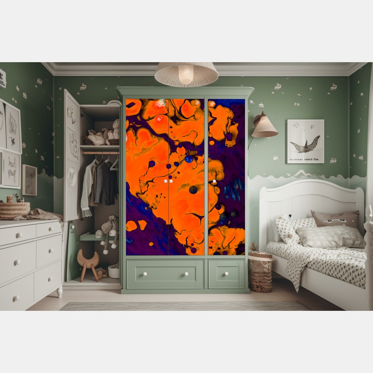 Naklejka na szafę intensywny pomarańczowy przepływ – Wallissimo® Naklejka na szafę intensywny pomarańczowy przepływ – Wallissimo®