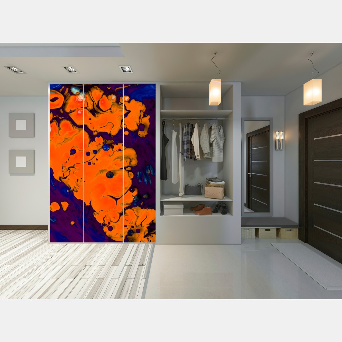 Naklejka na szafę intensywny pomarańczowy przepływ – Wallissimo® Naklejka na szafę intensywny pomarańczowy przepływ – Wallissimo®