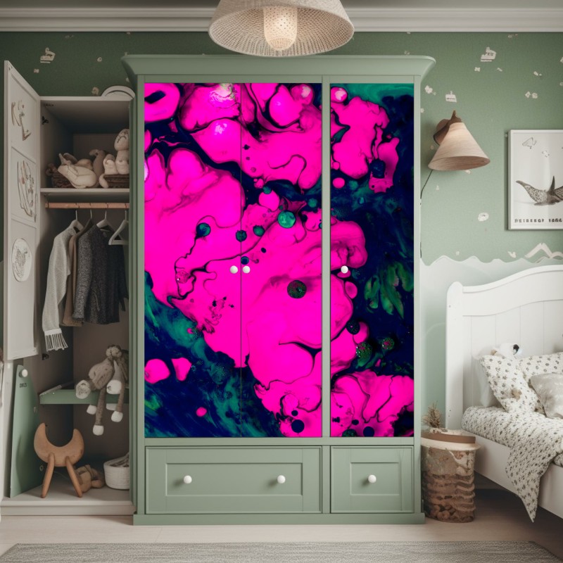 Naklejka na szafę żywa fioletowa kompozycja abstrakcyjna – Wallissimo®