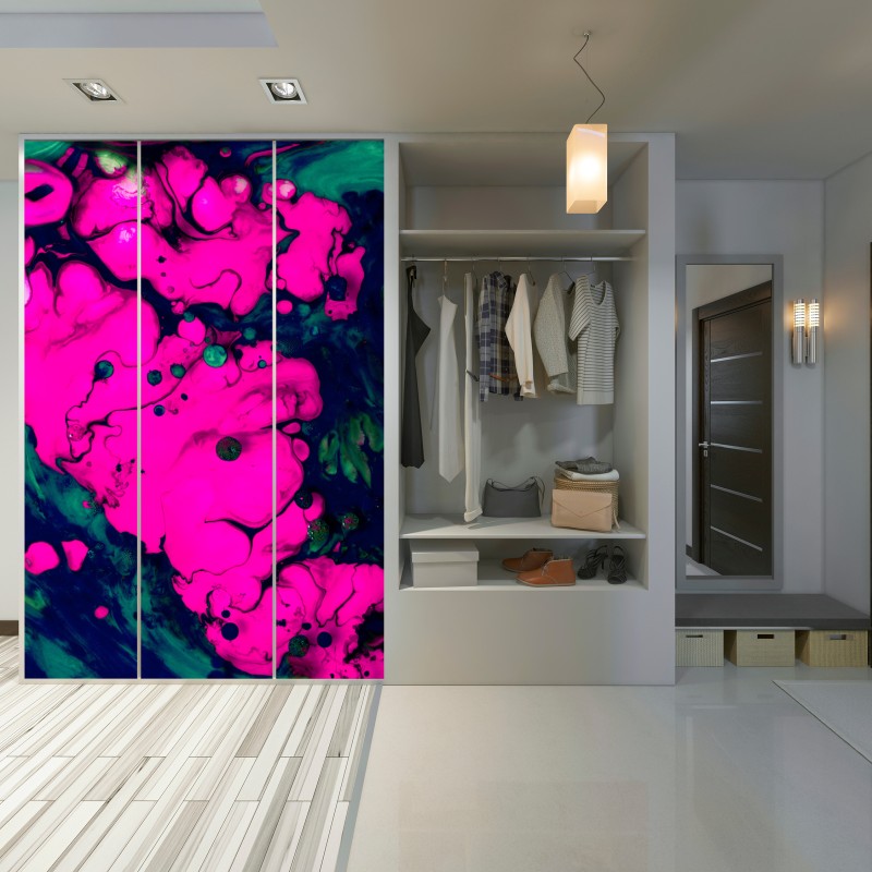 Naklejka na szafę neonowa różowa abstrakcja płynna – Wallissimo® Naklejka na szafę neonowa różowa abstrakcja płynna – Wallissimo®