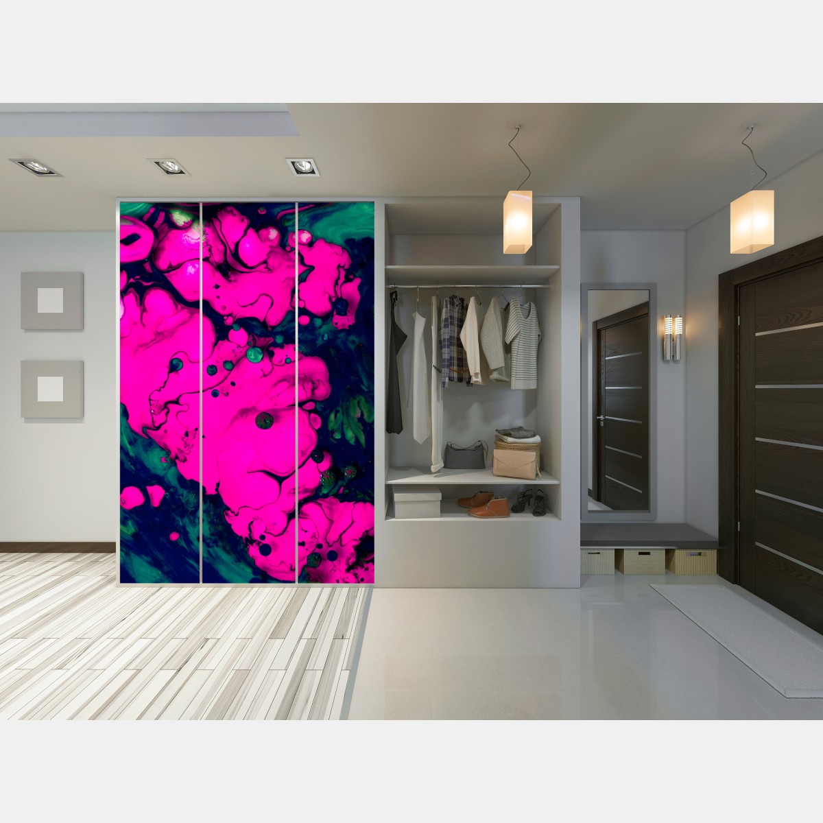 Naklejka na szafę neonowa różowa abstrakcja płynna – Wallissimo® Naklejka na szafę neonowa różowa abstrakcja płynna – Wallissimo®