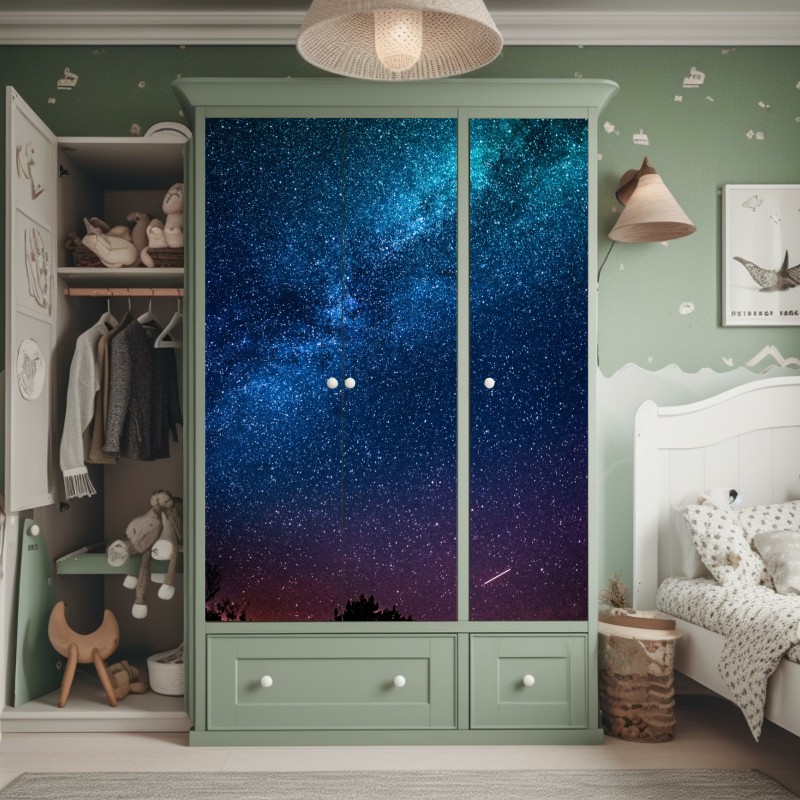 Naklejka na szafę żywa akwarelowa abstrakcja w ciepłych barwach – Wallissimo®