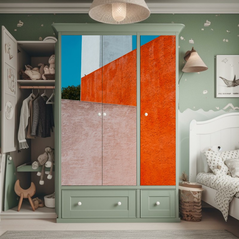 Naklejka na szafę elegancki szary wzór damasceński – Wallissimo®