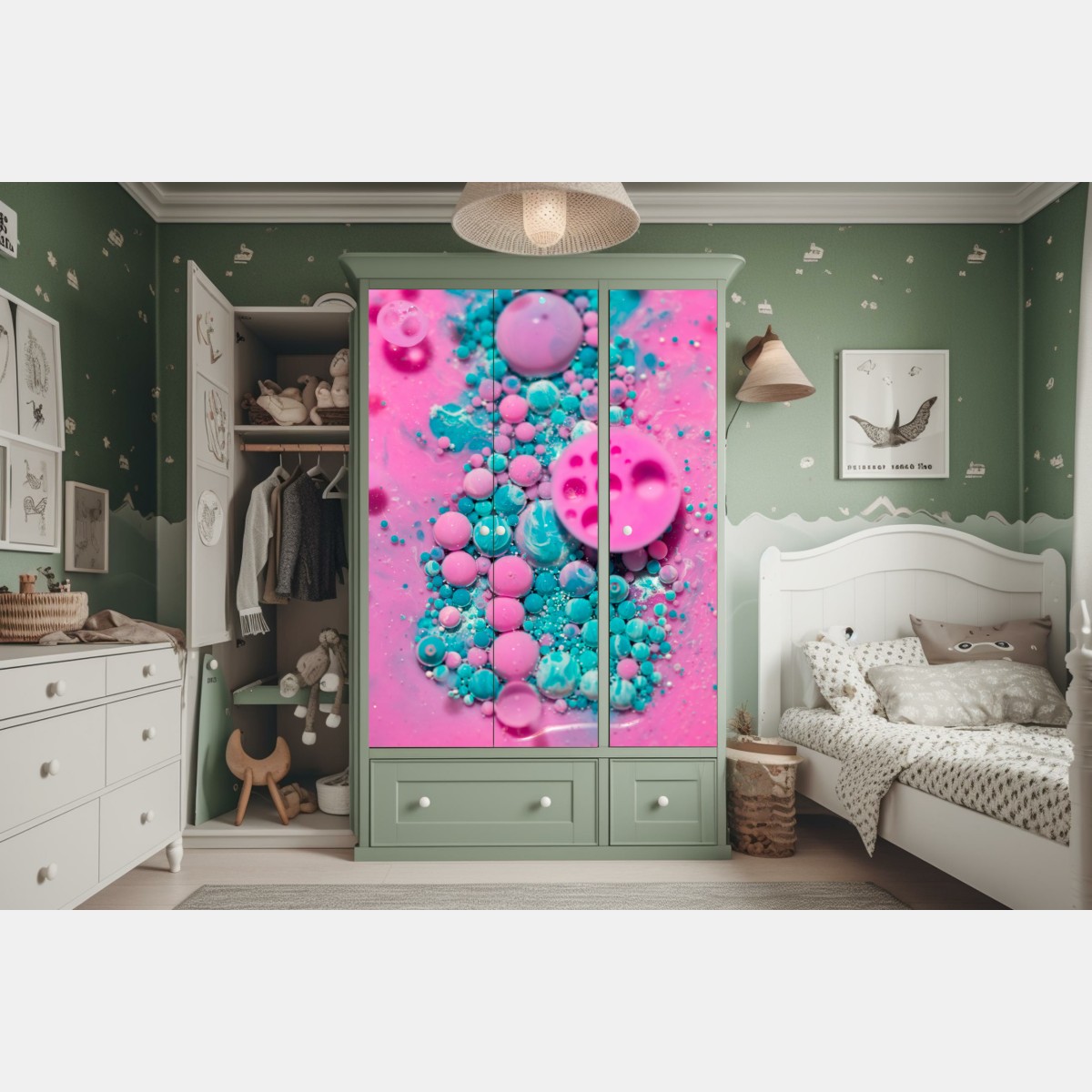 Naklejka na szafę różowy i turkusowy marmur abstrakcyjny – Wallissimo® Naklejka na szafę różowy i turkusowy marmur abstrakcyjny – Wallissimo®