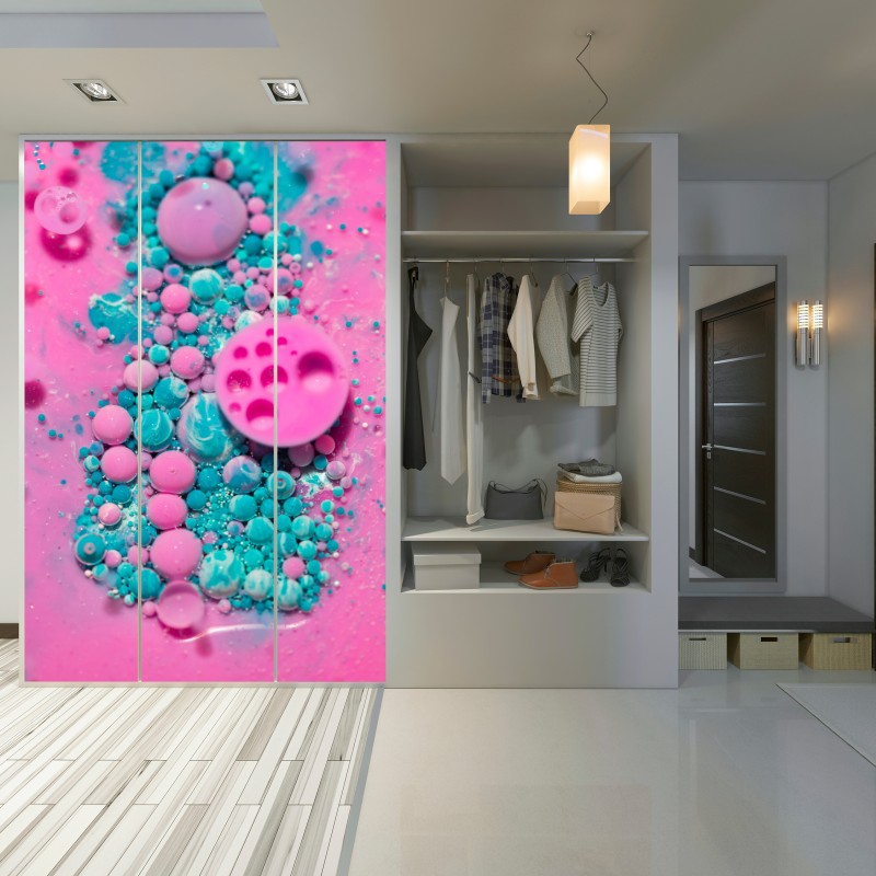 Naklejka na szafę różowy i turkusowy marmur abstrakcyjny – Wallissimo® Naklejka na szafę różowy i turkusowy marmur abstrakcyjny – Wallissimo®