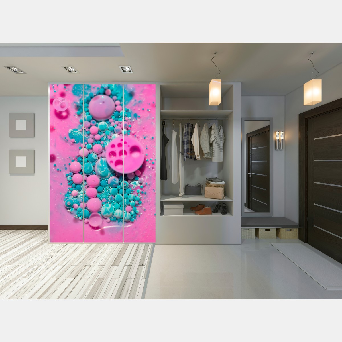 Naklejka na szafę różowy i turkusowy marmur abstrakcyjny – Wallissimo® Naklejka na szafę różowy i turkusowy marmur abstrakcyjny – Wallissimo®