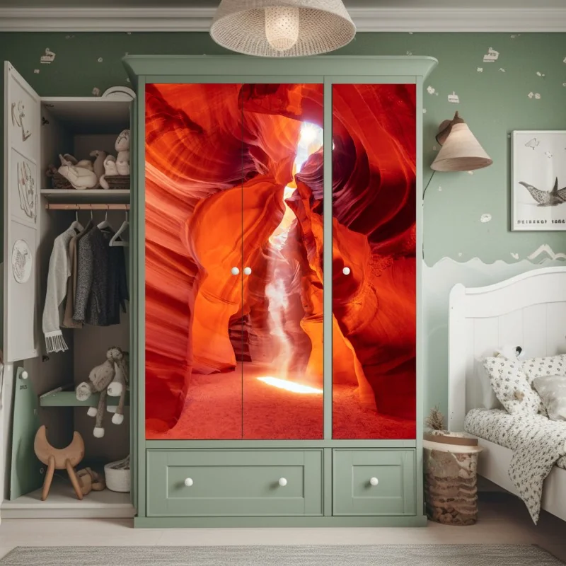 Naklejka na szafę jasny bukiet słoneczników na żółtym tle – Wallissimo®