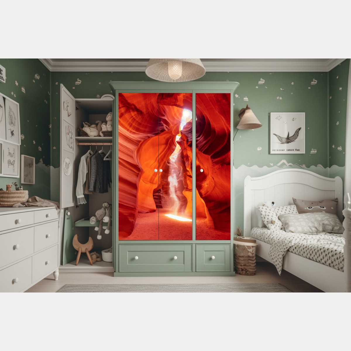 Naklejka na szafę słoneczny promień w kanionie piaskowcowym – Wallissimo® Naklejka na szafę słoneczny promień w kanionie piaskowcowym – Wallissimo®