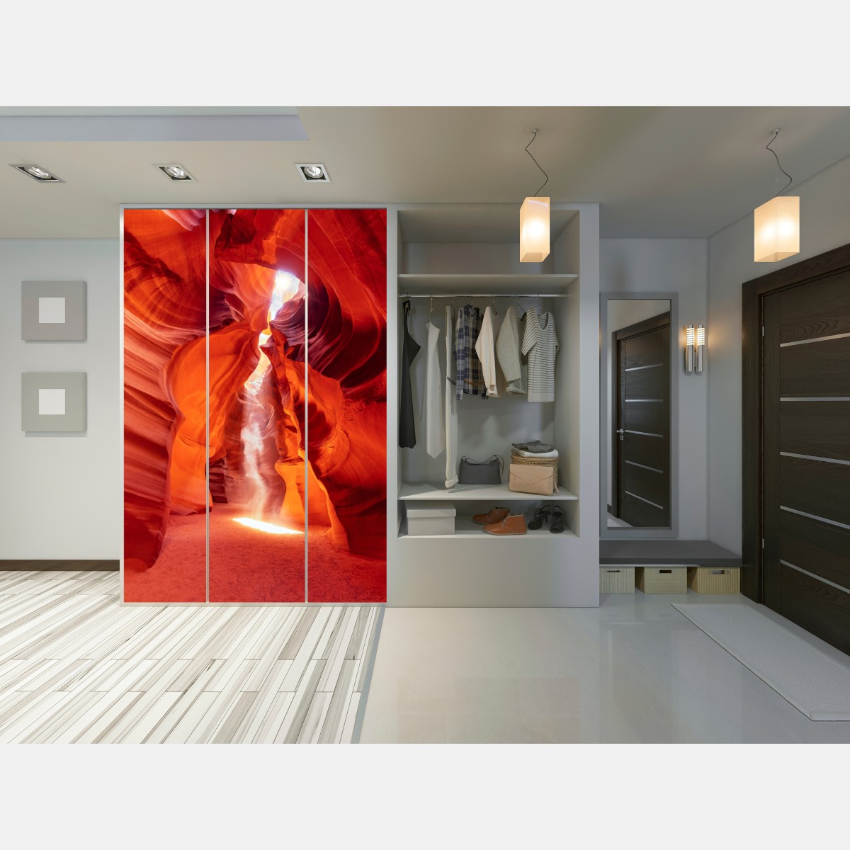 Naklejka na szafę słoneczny promień w kanionie piaskowcowym – Wallissimo® Naklejka na szafę słoneczny promień w kanionie piaskowcowym – Wallissimo®