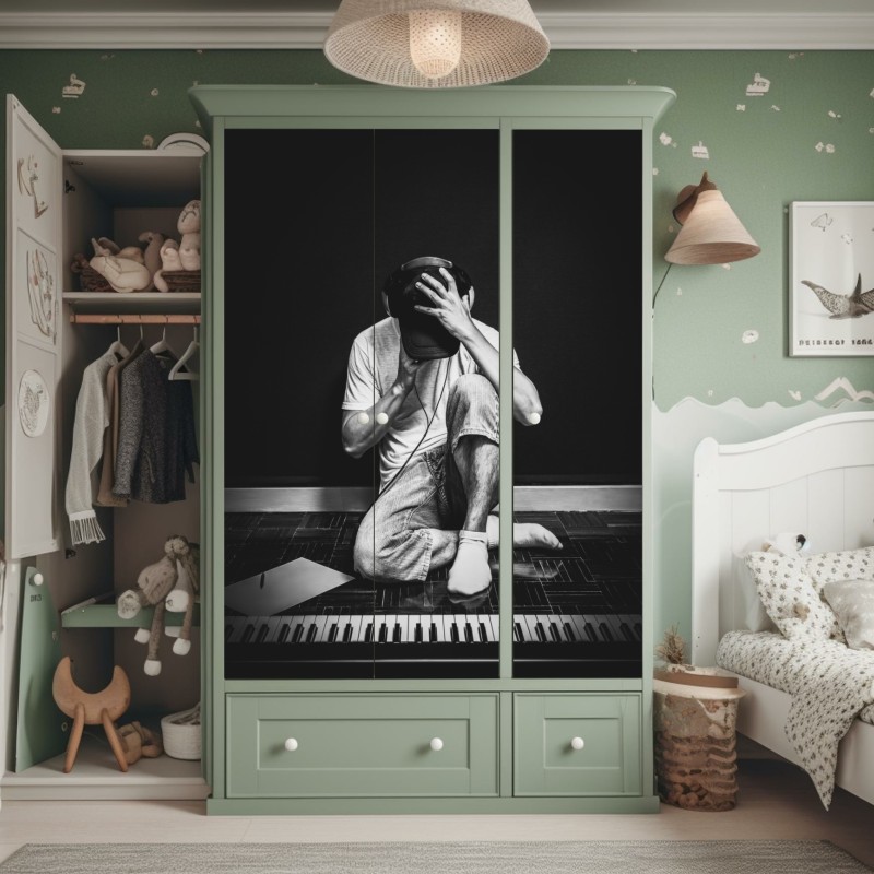 Naklejka na szafę żywa czerwona róża - zbliżenie – Wallissimo®