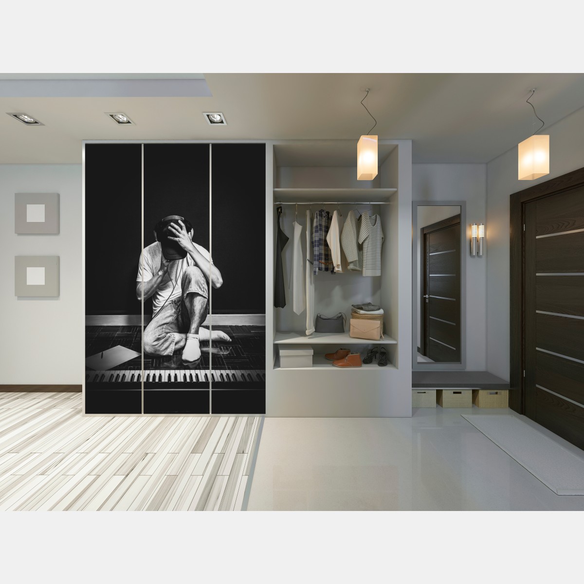 Naklejka na szafę introwertyczny muzyk przy klawiaturze – Wallissimo® Naklejka na szafę introwertyczny muzyk przy klawiaturze – Wallissimo®