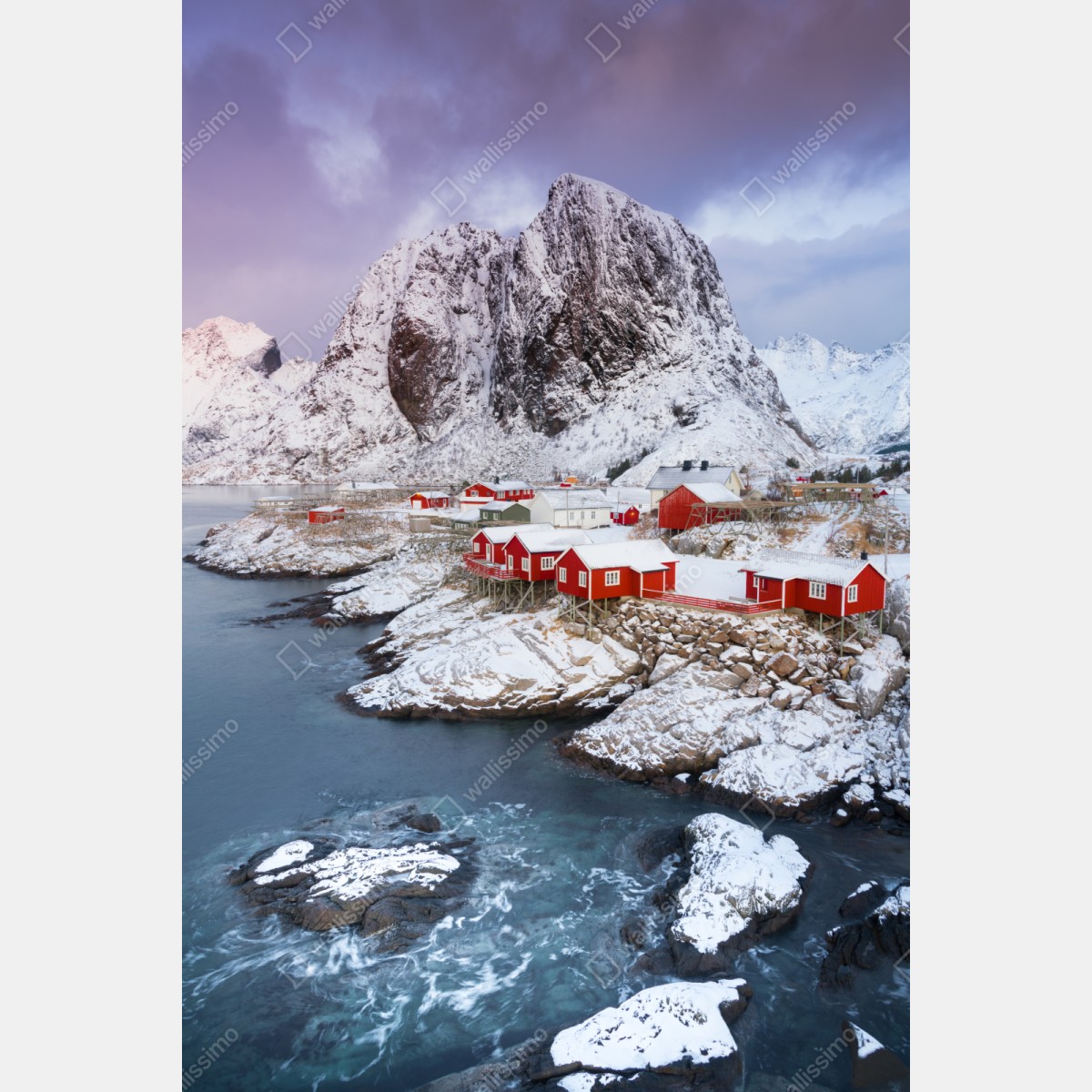 Naklejka na szafę czerwone domki nad zaśnieżoną górą – Wallissimo® Naklejka na szafę czerwone domki nad zaśnieżoną górą – Wallissimo®