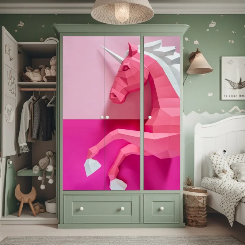 Naklejka na szafę pionowa miejska symetria w monochromie – Wallissimo®